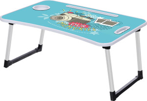 furnigully multipurpose foldable with cup holder study  bed wood portable laptop table finish color - lw sky blue pre assembled