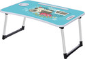 FurniGully Multipurpose Foldable with Cup Holder, Study , Bed Wood Portable Laptop Table (Finish Color - LW Sky Blue, Pre Assembled)