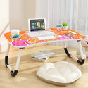 FurniGully Multipurpose Foldable with Cup Holder, Study , Bed Wood Portable Laptop Table (Finish Color - W Orange, Pre Assembled)