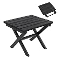 Furnimart 18" Square Foldable Side Table for Outdoor & Camping, Extra-Thick HDPE Weather-Resistant Small Coffee Table, Portable Black Outdoor End Table for Balcony Poolside Space Saving(Black)