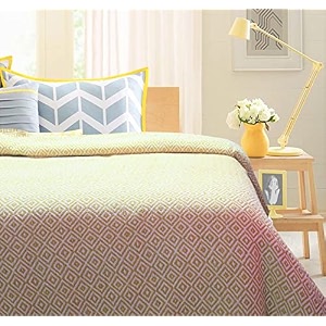 reversible black argyle pattern woven cotton large throw 98x87 inch  blanket living room bedroom sofa couch bed amp chair - size 250x220 cm