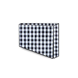 the furnishing tree waterproof amp dustproof pvc ledlcdmonitor tv cover suitable for all models of 43 inch tv dimensions of the cover wxhxd in inches  39x24x3  gingham pattern black amp white