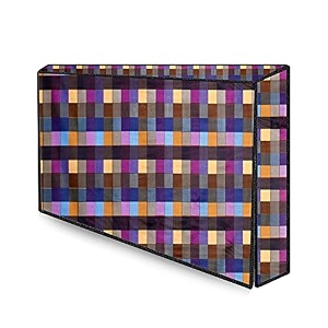 the furnishing tree waterproof amp dustproof pvc ledlcdmonitor tv cover suitable for all models of 32 inch tv dimensions of the cover wxhxd in inches  29x19x3  lattice pattern bluish