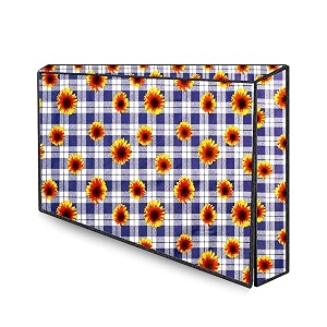 the furnishing tree waterproof amp dustproof pvc ledlcdmonitor tv cover suitable for all models of 32 inch tv dimensions of the cover wxhxd in inches 29x19x3 gingham floral pattern blue