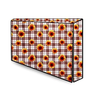 the furnishing tree dustproof pvc led tv cover suitable for all models of 50 inch tv gingham floral pattern coffee