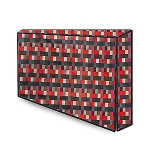 the furnishing tree waterproof amp dustproof pvc ledlcdmonitor tv cover suitable for all models of 55 inch tv dimensions of the cover wxhxd in inches  51x32x4  lattice pattern red