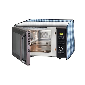 the furnishing tree microwave oven cover full closure pvc suitable for all major brands for size lxwxh 14x19x13 in inches pin check pattern blue