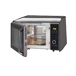 the furnishing tree microwave oven cover full closure pvc suitable for all major brands for size lxwxh 19x21x13 in inches polka dot pattern grey