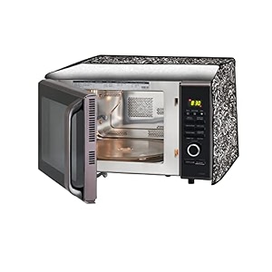 the furnishing tree microwave oven cover full closure pvc suitable for all major brands for size lxwxh 19x21x13 in inches floral pattern black