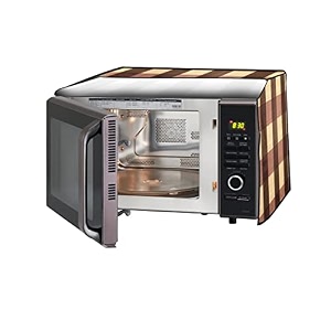 the furnishing tree microwave oven cover full closure pvc suitable for all major brands for size lxwxh 19x21x13 in inches gingham pattern beige