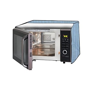 the furnishing tree microwave oven cover full closure pvc suitable for all major brands for size lxwxh 19x21x13 in inches pin check pattern blue