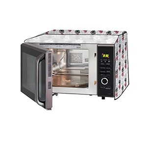 the furnishing tree microwave oven cover full closure pvc suitable for all major brands for size lxwxh 19x21x13 in inches coralheart pattern grey
