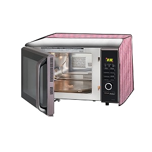 the furnishing tree microwave oven cover full closure pvc suitable for all major brands for size lxwxh 14x19x13 in inches pin check pattern pink