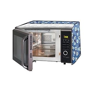 the furnishing tree microwave oven cover full closure pvc suitable for all major brands for size lxwxh 12x17x10 in inches floral pattern blueish grey