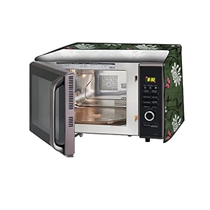the furnishing tree microwave oven cover full closure pvc suitable for all major brands for size lxwxh 19x21x13 in inches petals pattern green