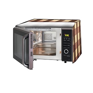 the furnishing tree microwave oven cover full closure pvc suitable for all major brands for size lxwxh 12x17x10 in inches gingham pattern beige