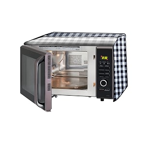 the furnishing tree microwave oven cover full closure pvc suitable for all major brands for size lxwxh 12x17x10 in inches gingham pattern black amp white
