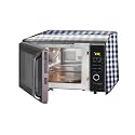 The Furnishing Tree Microwave Oven Cover full closure PVC suitable for all major brands for size LxWxH 19x21x13 in inches Gingham Pattern Black & White