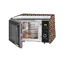 The Furnishing Tree Microwave Oven Cover full closure PVC suitable for all major brands for size LxWxH 17x20x14 in inches Floral Pattern Coffee Brown