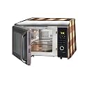 The Furnishing Tree Microwave Oven Cover Full Closure PVC Suitable for All Major Brands for Size LxWxH 19x21x13 in inches Gingham Pattern Beige