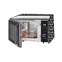 The Furnishing Tree Microwave Oven Cover full closure PVC suitable for all major brands for size LxWxH 12x17x10 in inches Floral Pattern Dark Brown