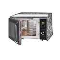 The Furnishing Tree Microwave Oven Cover full closure PVC suitable for all major brands for size LxWxH 17x20x14 in inches Floral pattern Black