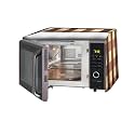 The Furnishing Tree Microwave Oven Cover Full Closure PVC Suitable for All Major Brands for Size LxWxH 14x19x13 in inches Gingham Pattern Beige