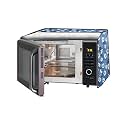 The Furnishing Tree Microwave Oven Cover full closure PVC suitable for all major brands for size LxWxH 12x17x10 in inches Floral Pattern Blueish Grey