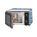The Furnishing Tree Microwave Oven Cover full closure PVC suitable for all major brands for size LxWxH 14x19x13 in inches Floral Pattern Blueish Grey