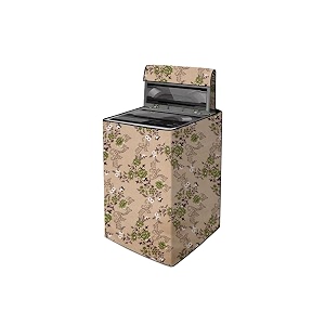 the furnishing tree waterproof and dustproof polyester washing machine cover top loading compatible for lg 6 kg 62 kg 65 kg 7 kg cm-56x56x85 floral pattern beige