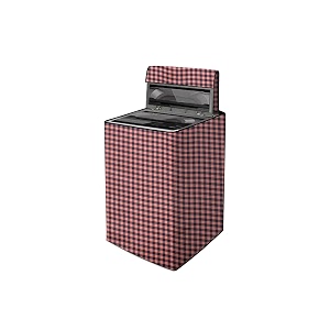 the furnishing tree waterproof and dustproof polyester washing machine cover top loading compatible for lg 6 kg 62 kg 65 kg 7 kg cm-56x56x85 checkered pattern beige