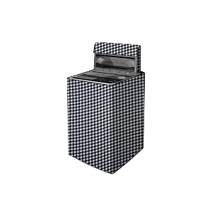 the furnishing tree waterproof and dustproof polyester washing machine cover top loading compatible for lg 8 kg 85 kg 9 kg 10 kg cm-63x63x93 checkered pattern white