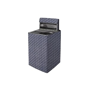 the furnishing tree waterproof polyester washing machine cover top loading compatible for ifb 8 kg 85 kg 9 kg 95 kg 10 kg 105 kg 11 kg 115 kg 12 kg cm-63x66x99 leaf pattern blue