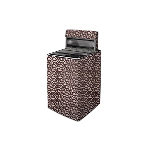 the furnishing tree waterproof and dustproof polyester washing machine cover top loading compatible for samsung 6 kg 65 kg 7 kg 75 kg 8 kg cm-55x55x92 floral pattern brown