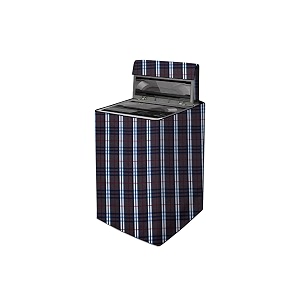 the furnishing tree waterproof polyester washing machine cover top loading compatible for ifb 8 kg 85 kg 9 kg 95 kg 10 kg 105 kg 11 kg 115 kg 12 kg cm-63x66x99 checkered pattern grey