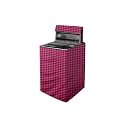 The Furnishing Tree Waterproof Polyester Washing Machine Cover Top Loading Compatible for Whirlpool 360° / Stain Wash, 6.0 Kg, 6.5 Kg, 7 Kg, 7.2 Kg, 7.5 Kg, CM-(58x58x93), Checkered Pattern Maroon