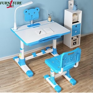 ergonomic  tiltable  imported  study table for kids  kids table  height adjustable  led light  bookshelf  maintains posture amp comfort   age 3-16 years  panama blue