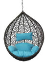 Furniture kart Luxury Hammock Swing Chair Jhoola Hanging Egg Chair Black with Blue Cushions Steel Large Swing