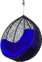Furniture kart Luxury Hammock Swing Chair Jhoola Hanging Egg Chair Black with Blue Cushions Steel Large Swing