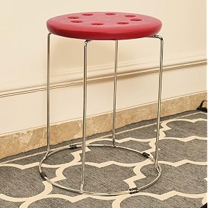 furniture world cushion seat metal frame stool for living room  kitchen  office  classroom red plastic