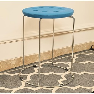 furniture world cushion seat metal frame stool for living room  kitchen  office  classroom blue