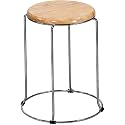 Furniture World Cushion Seat Metal Frame Stool for Living Room | Kitchen | Office | Classroom (Round Silver)