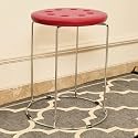 Furniture World Cushion Seat Metal Frame Stool for Living Room | Kitchen | Office | Classroom (Red Plastic)