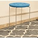 Furniture World Cushion Seat Metal Frame Stool for Living Room | Kitchen | Office | Classroom (Blue)