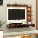 FURNIWUD Ryder Wall-Mount TV Unit with PVC Back Panel & LED Lights Ideal for 43 Inch TV Engineered Wood TV Entertainment Unit
