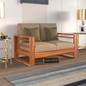 Solid Sheesham Wood 2 Seater Sofa for