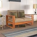 Solid Sheesham Wood 2 Seater Sofa for