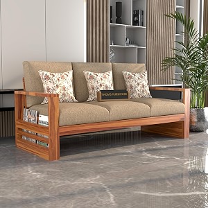 Solid Sheesham Wood 3 Seater Sofa for