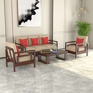 Solid Sheesham Wood 5 Seater Sofa for