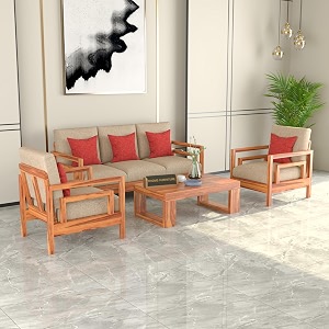 Solid Sheesham Wood 5 Seater Sofa for